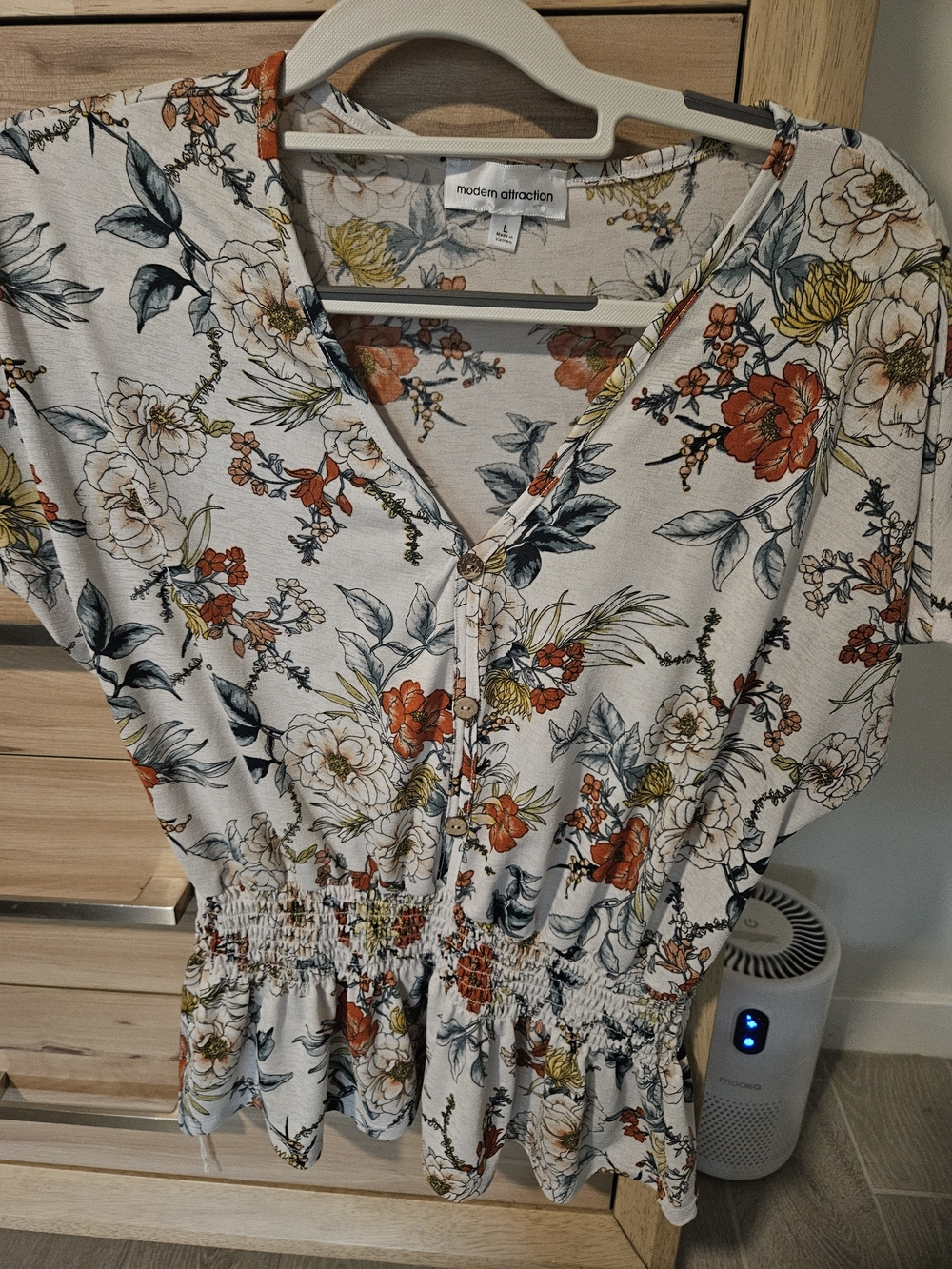 Modern Attraction Cream Floral Button-Front Midi Dress